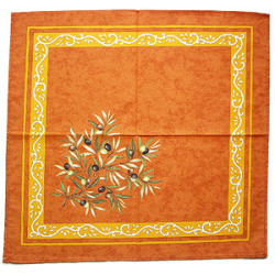 Provence print fabric tea towel (olives. terracotta x orange)